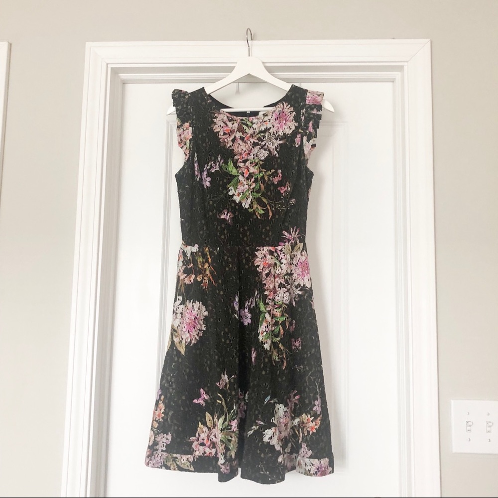 Black floral Knee Length Dress